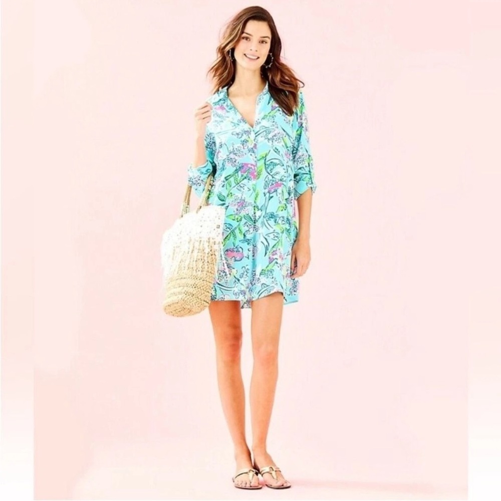 NWT Lilly Pulitzer-Lilith Tunic Dress Bali Blue Sway This Way - Picture 2 of 6